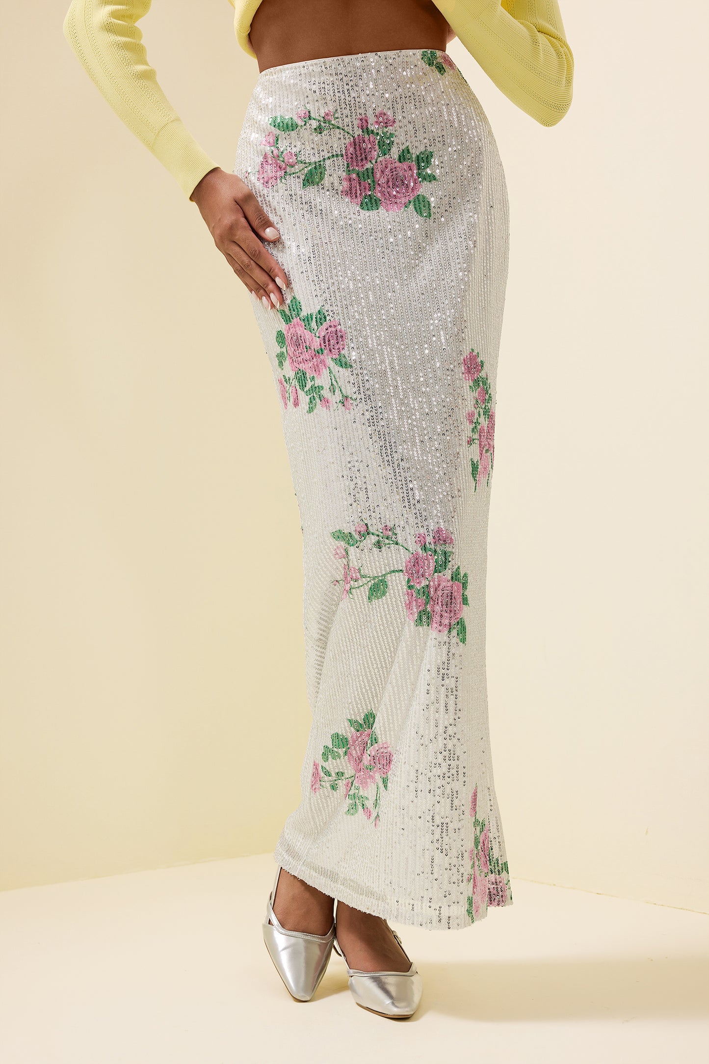 Sequin High Waist Midi Skirt