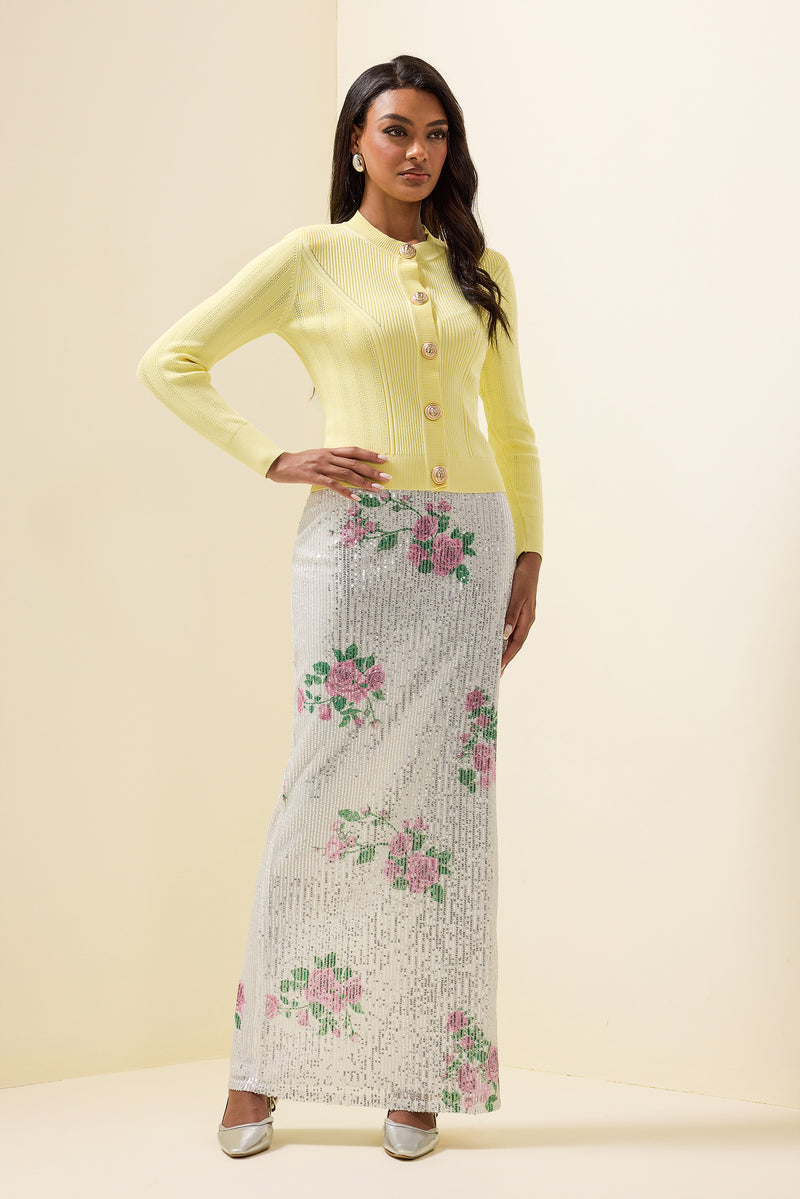 Sequin High Waist Midi Skirt