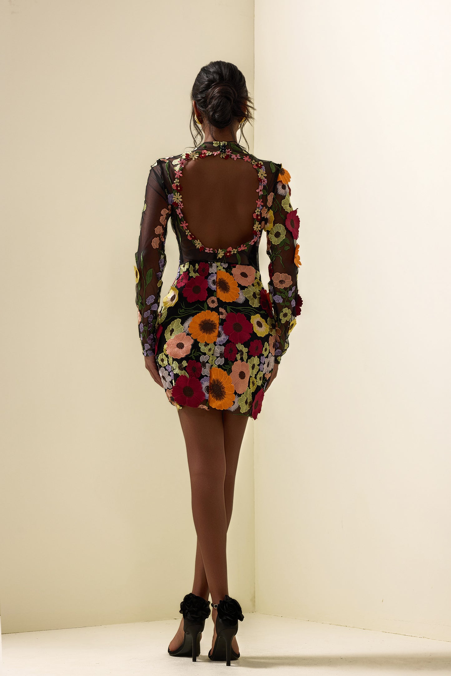 Embroidered Long Sleeve Mini Dress
