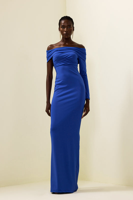 Off-shoulder Ruched Maxi Dress