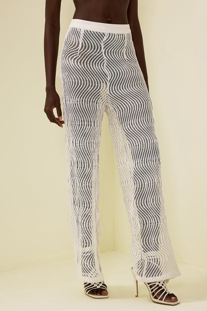 Wavy Line Jacquard Mid Waist Pants