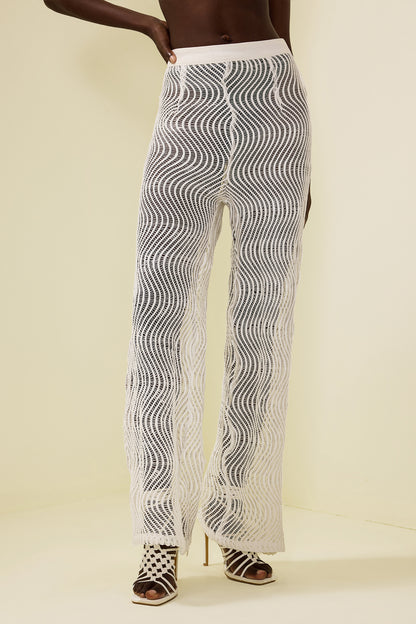 Wavy Line Jacquard Mid Waist Pants