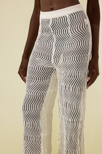 Wavy Line Jacquard Mid Waist Pants