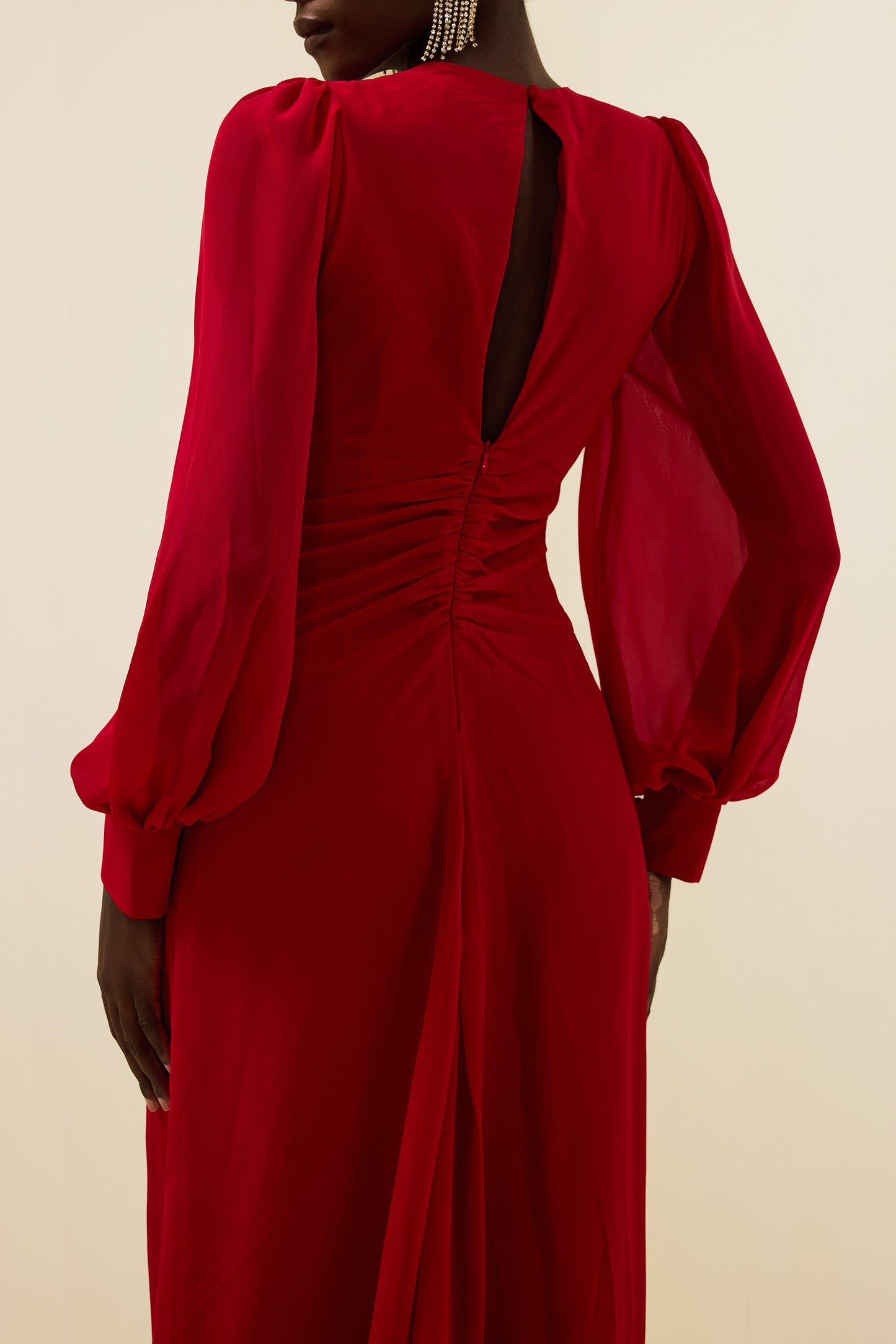 Knotted Lantern Sleeve Maxi Dress