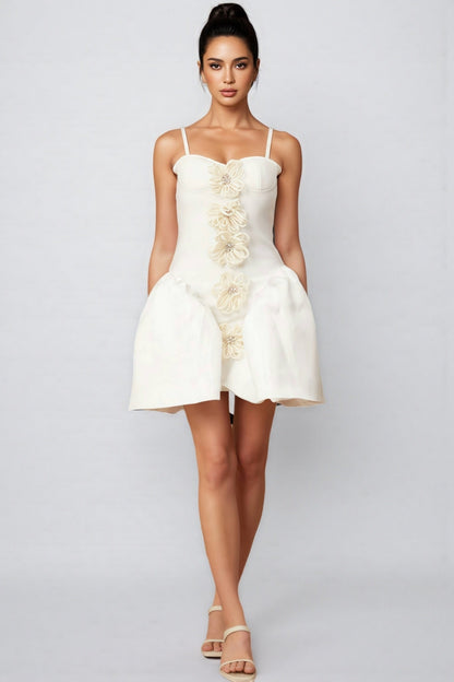 Juyce White 3d Mini Dress