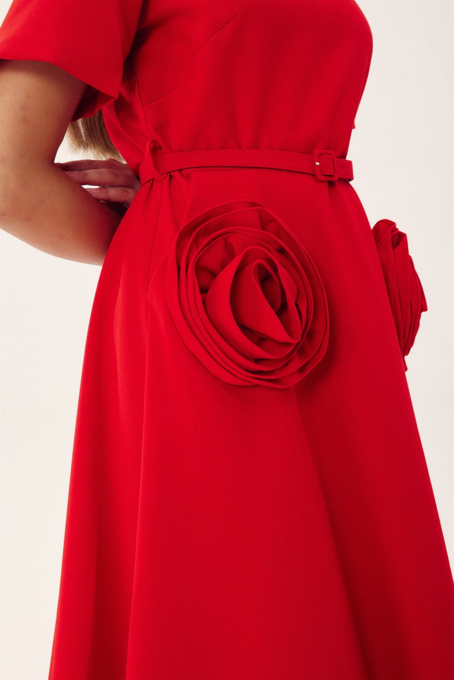 Grace Appliqué Short Sleeve Midi Dress