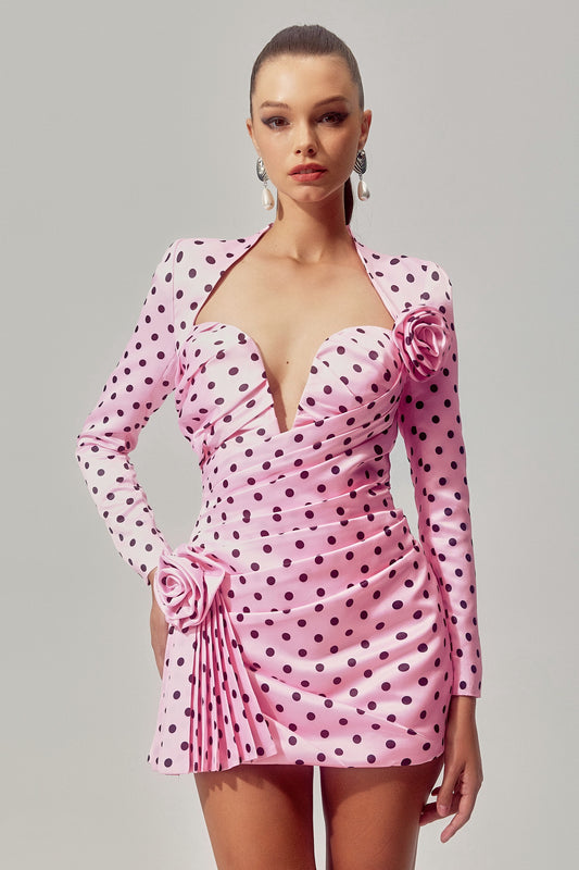 Kristin Polka Dots Sweetheart Mini Dress
