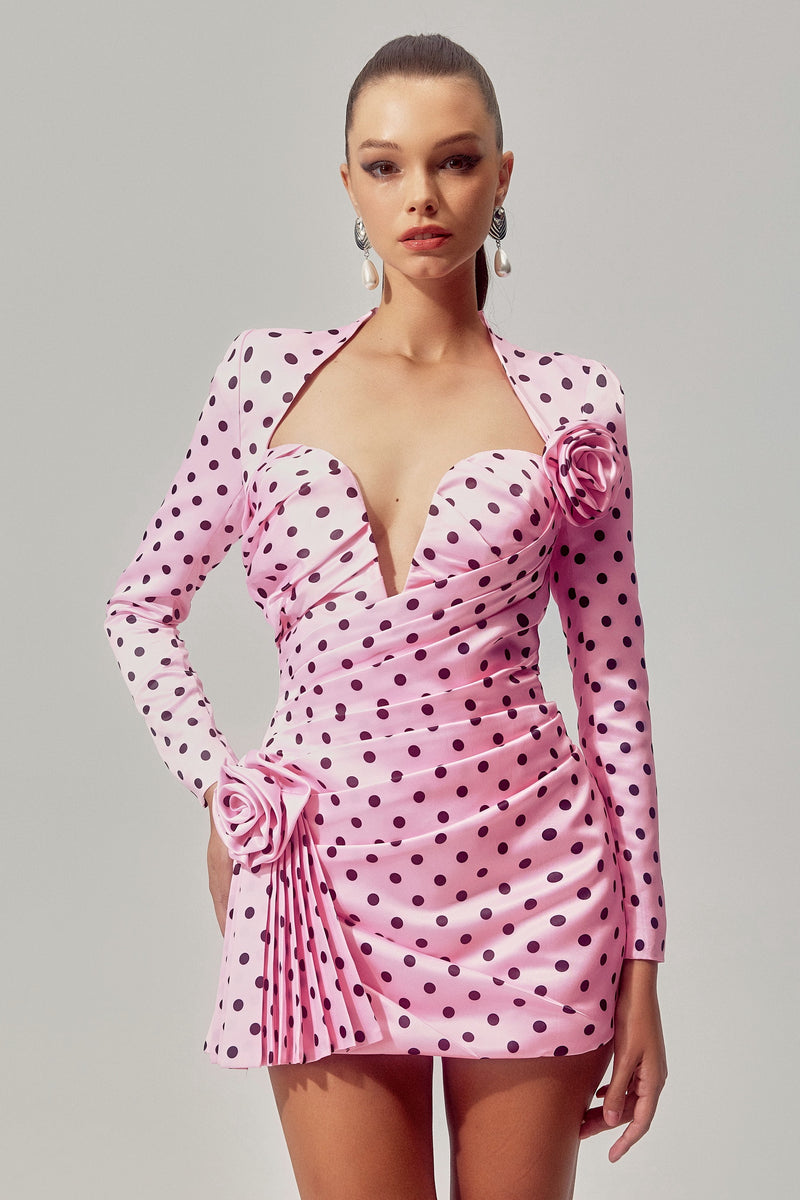Kristin Polka Dots Sweetheart Mini Dress