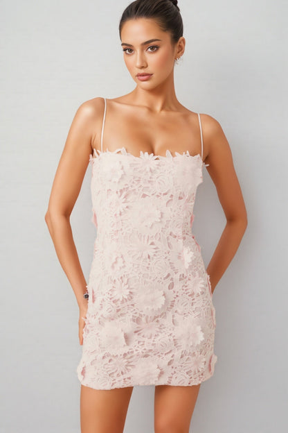 Oswia Pink Lace Mini Dress