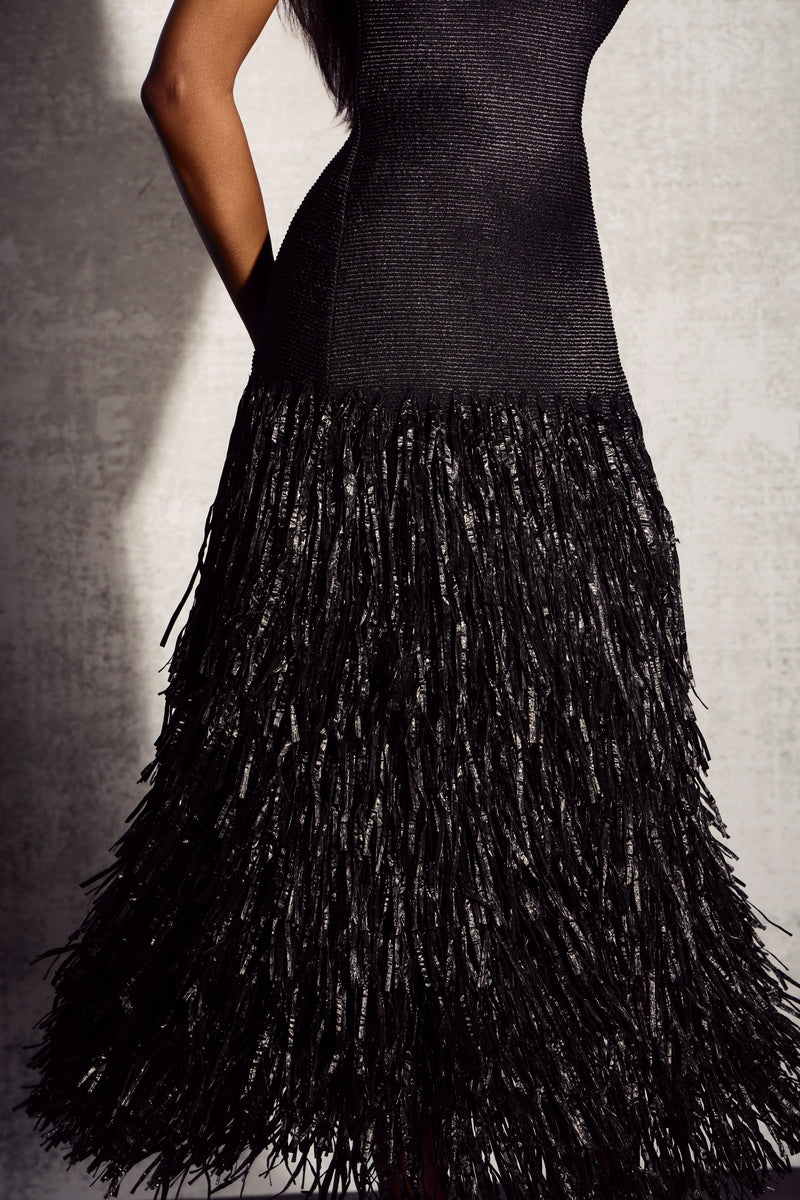 Mavis Backless Tassels Knit Midi Dress