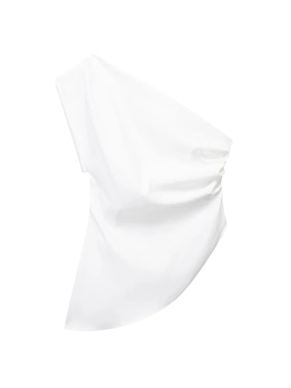 Asymmetric T-shirt New ’s Trend Spicy Girl Celebrity Temperament Off Shoulder Top