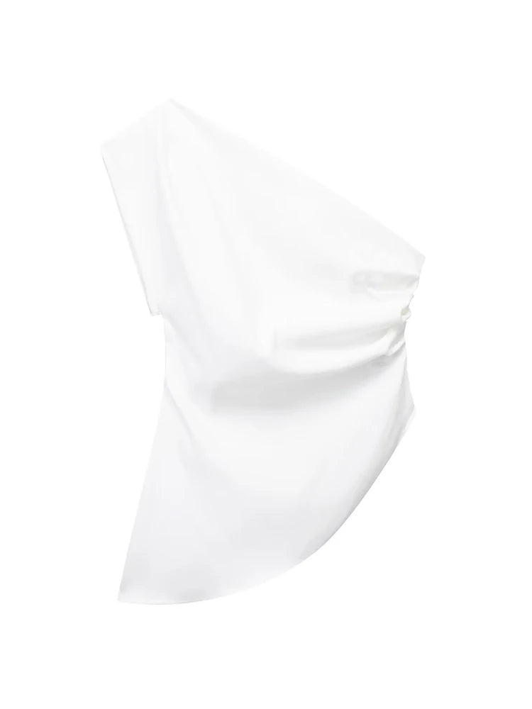 Asymmetric T-shirt New ’s Trend Spicy Girl Celebrity Temperament Off Shoulder Top