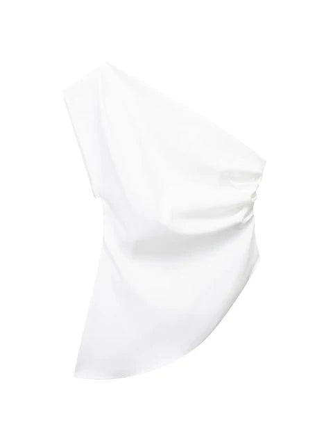 Asymmetric T-shirt New ’s Trend Spicy Girl Celebrity Temperament Off Shoulder Top