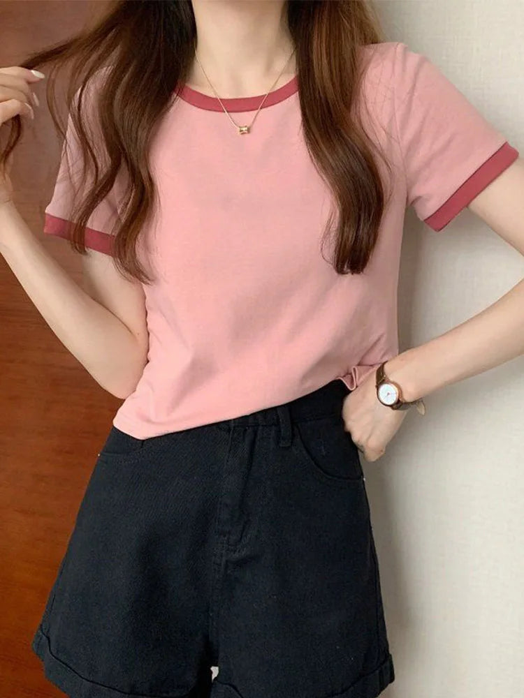 Brand New ’s T-shirt O-neck Short Tee T-shirt Woman T Shirt Tops Tees Slim Bottom Young Style Shirts for Female