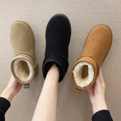 New Snow Boots Short Tube Thickened Cotton Shoes Non-slip Winter New Shoes Student Shoes Black Boots