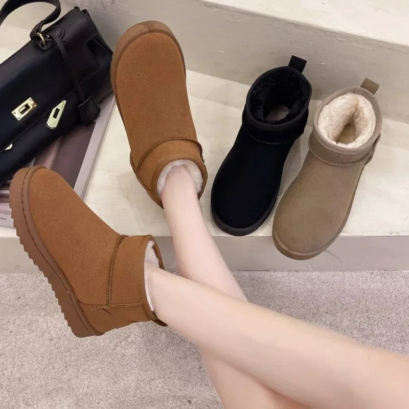New Snow Boots Short Tube Thickened Cotton Shoes Non-slip Winter New Shoes Student Shoes Black Boots