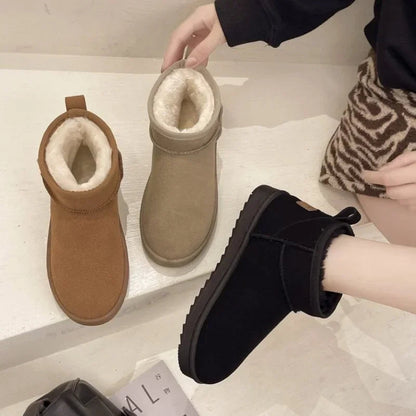 New Snow Boots Short Tube Thickened Cotton Shoes Non-slip Winter New Shoes Student Shoes Black Boots