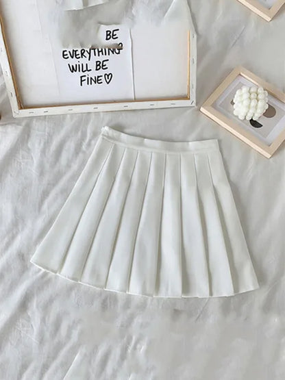 New Black Skirt Female Summer High Waist Gothic Anti-glare A-line Pleated Skirt Short Skirt Purple Ins Tide Ulzzang Skirt