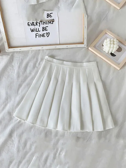 New Black Skirt Female Summer High Waist Gothic Anti-glare A-line Pleated Skirt Short Skirt Purple Ins Tide Ulzzang Skirt