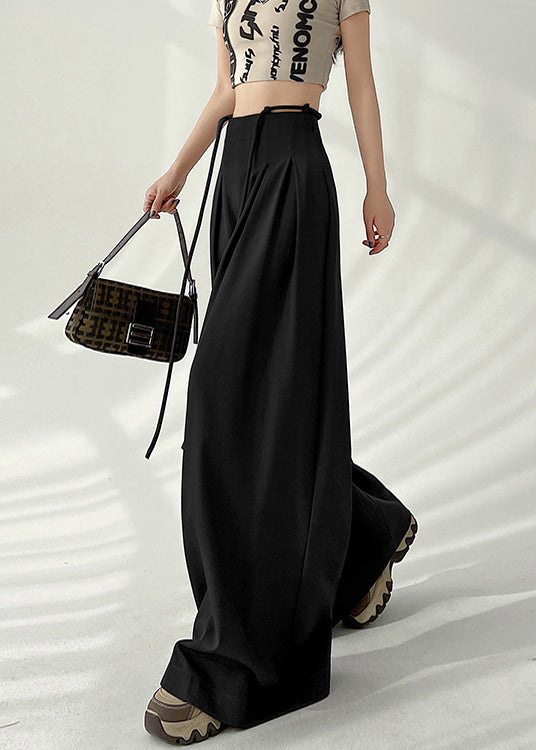New Coffee High Waist Wrinkled Wide Leg Pants Fall Ru038
