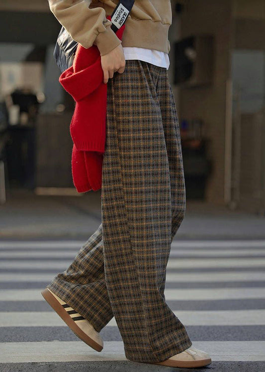 New Plaid High Waist Wide Leg Pants Fall Winter Rf008