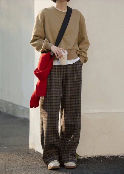 New Plaid High Waist Wide Leg Pants Fall Winter Rf008