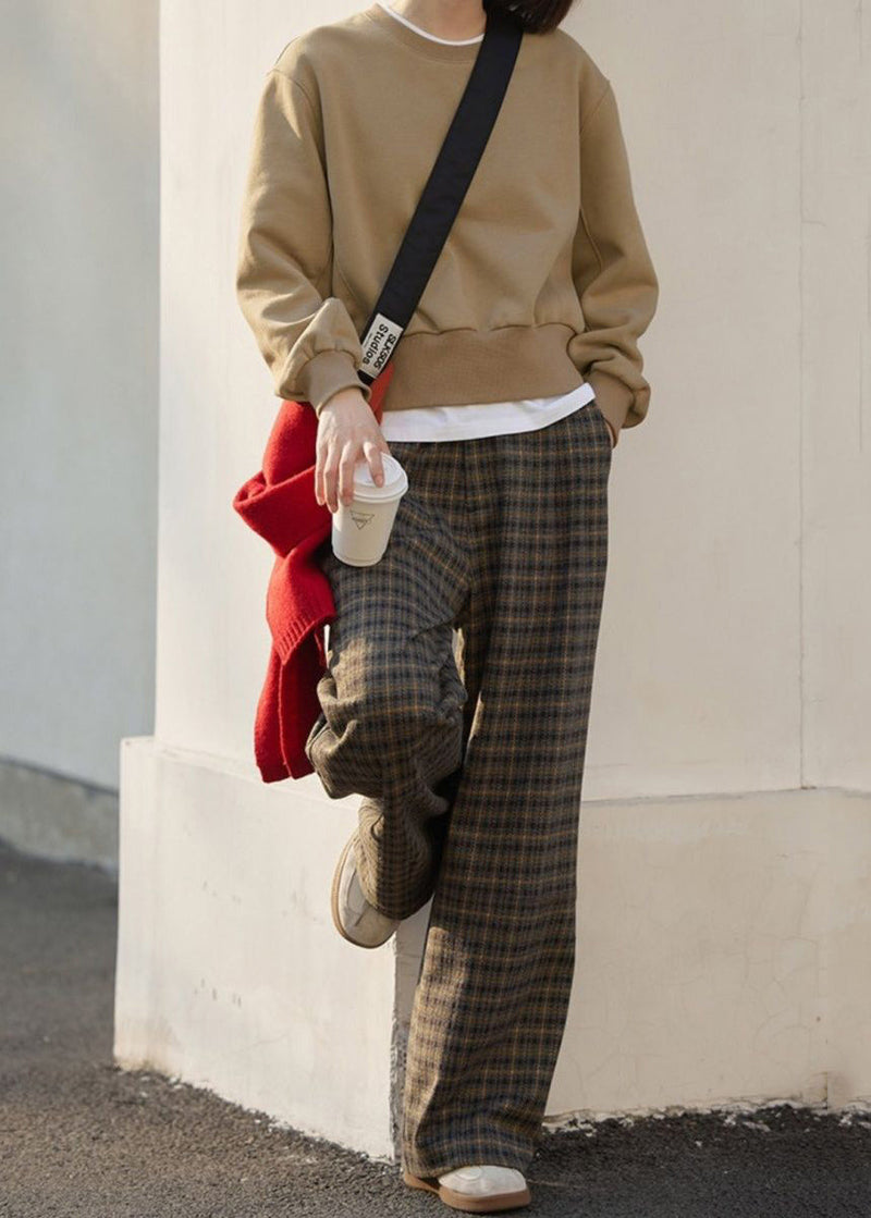 New Plaid High Waist Wide Leg Pants Fall Winter Rf008
