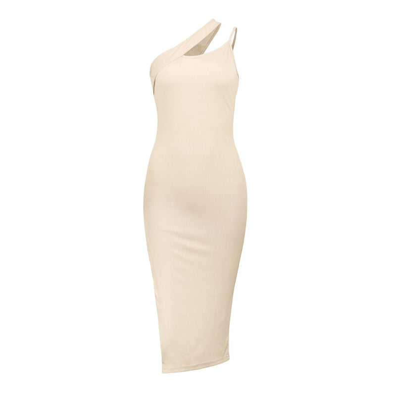 New Slit Oblique Slimming Y2k Midi Dresses