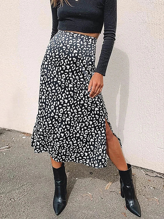 Dressbetty - Leopard Print Chiffon Split Skirt