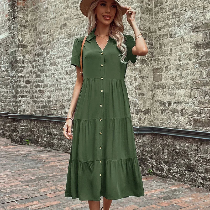 Summer Hepburn French Maxi Party Club Midi Dresses