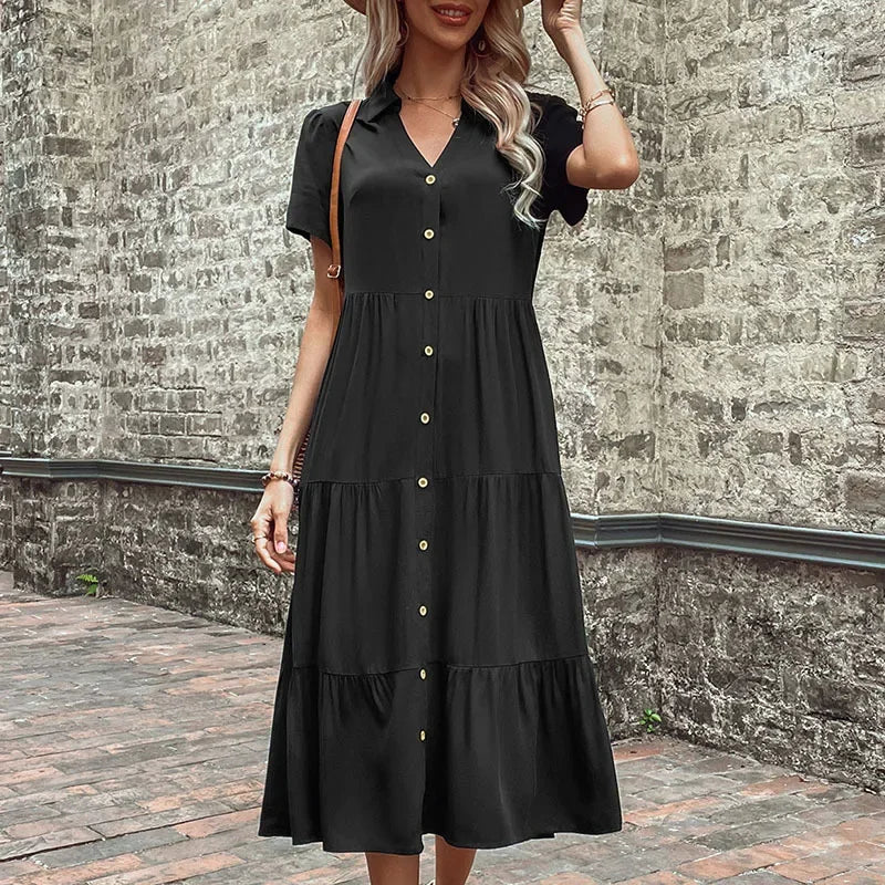 Summer Hepburn French Maxi Party Club Midi Dresses