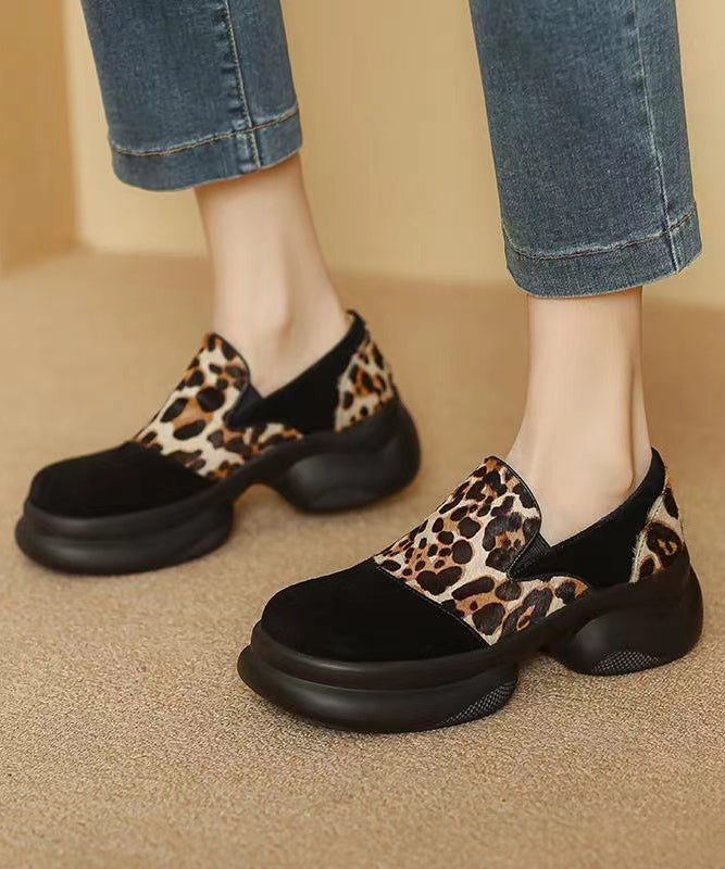 New White Horse Hair Splicing Platform Loafer Shoes Rs012