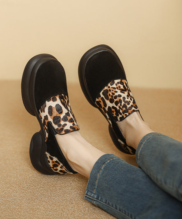 New White Horse Hair Splicing Platform Loafer Shoes Rs012