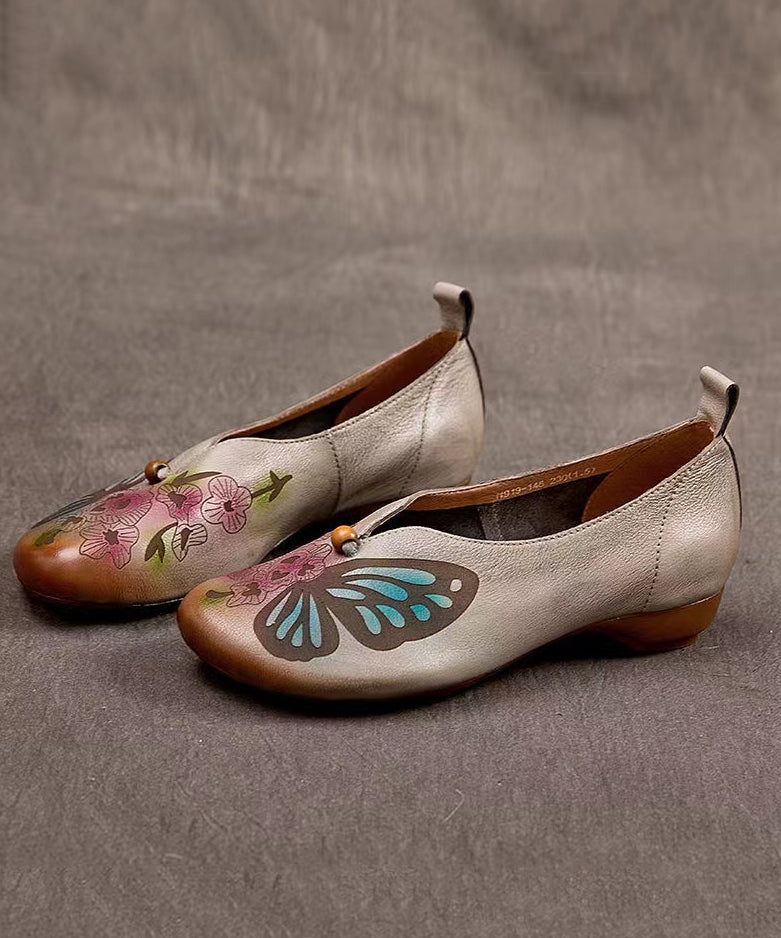 Spring New Embossed Cowhide Flats Shoes Cz1005