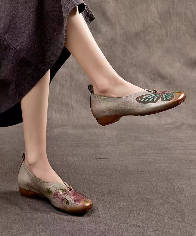 Spring New Embossed Cowhide Flats Shoes Cz1005