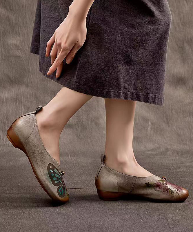 Spring New Embossed Cowhide Flats Shoes Cz1005