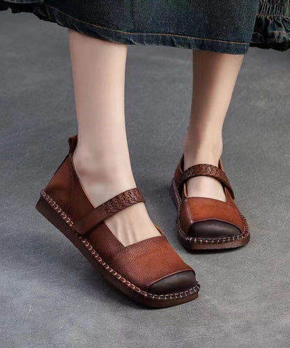 Spring New Retro Cowhide Flat Shoes Buckle Strap Cz1001