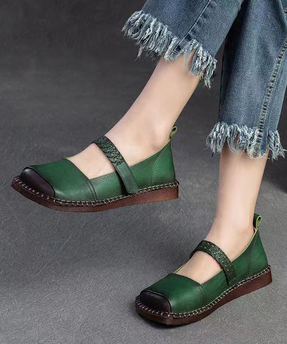 Spring New Retro Cowhide Flat Shoes Buckle Strap Cz1001
