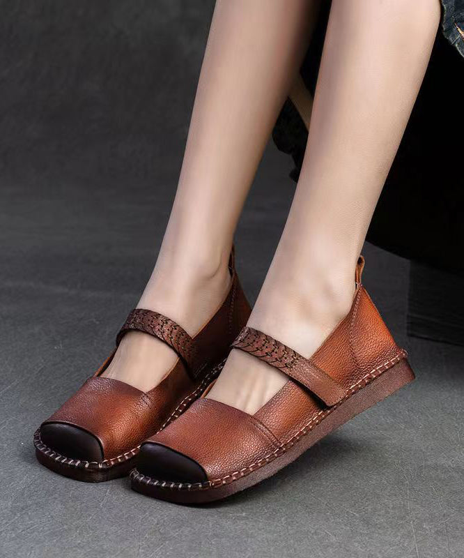 Spring New Retro Cowhide Flat Shoes Buckle Strap Cz1001
