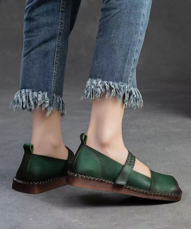 Spring New Retro Cowhide Flat Shoes Buckle Strap Cz1001