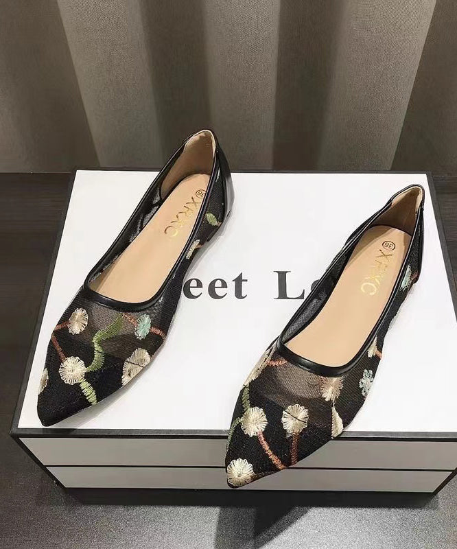 Spring Summer New Chinese Style Embroidery Mesh Flat Shoes Xc1032