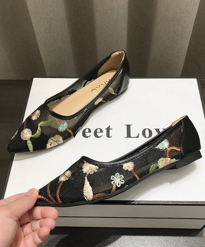 Spring Summer New Chinese Style Embroidery Mesh Flat Shoes Xc1032