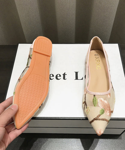 Spring Summer New Chinese Style Embroidery Mesh Flat Shoes Xc1032