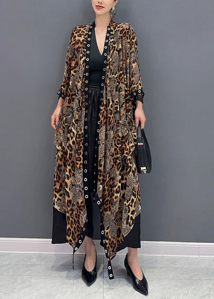 Summer Leopard Cardigan Asymmetrical Design Long Sleeve Ao1062