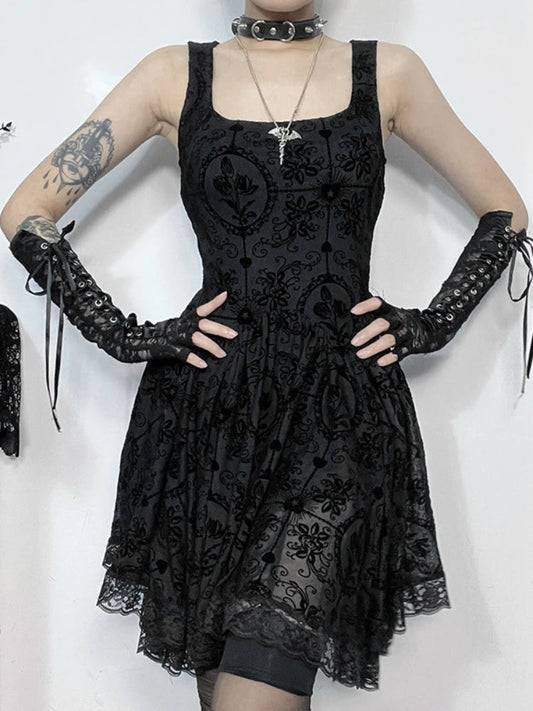 Summer New Harajuku Retro Wrapped Hip Mini Dress Y2k Gothic Punk Dark Style Tie Up A-line Dress