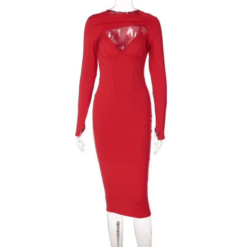 Summer Bodycon Long Slim Hollow Buttock Midi Dresses