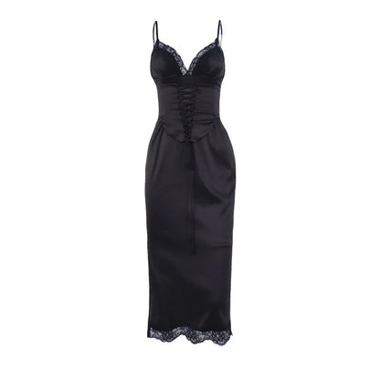 Summer Puss Lace V-neck Midi Dresses