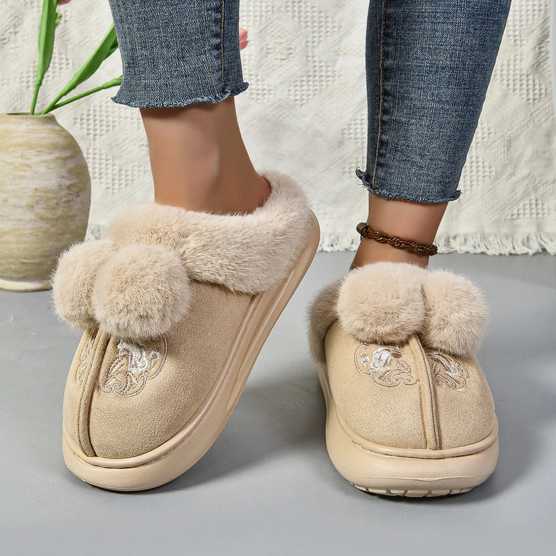 Winter New Warm Snow Boots Indoor Comfortable Plush Shoes Platform Winter New Cotton Slippers Zapatos De Mujer
