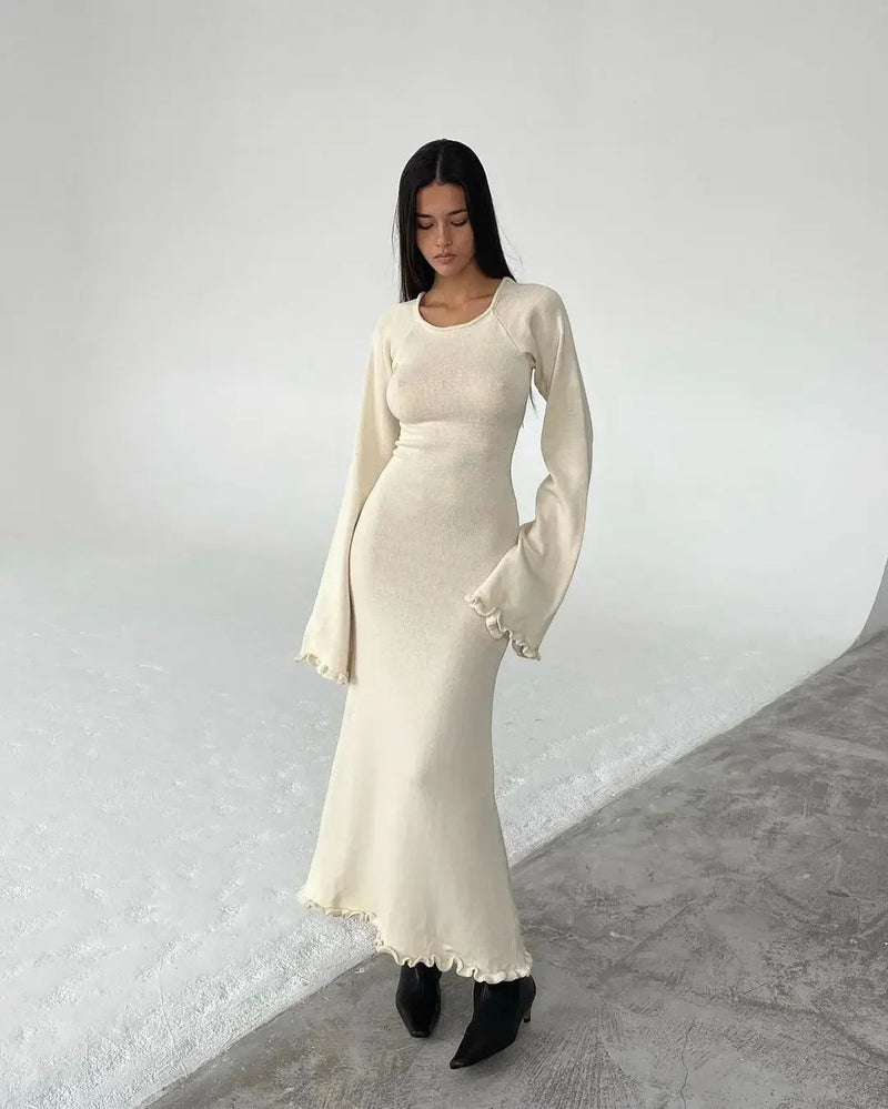 Backless Slim Comfortable Lace-up Female Midi Dresses