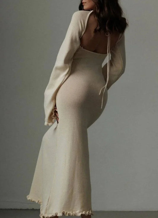 Backless Slim Comfortable Lace-up Female Midi Dresses
